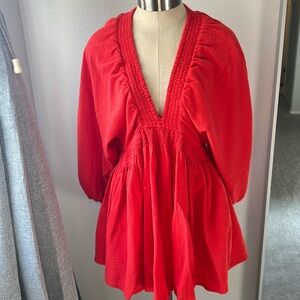 Free People For the Moment Mini dress. Red Convertible color. Worn once. Small
